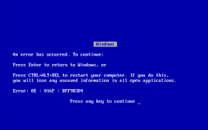 Pantalla d'error que apareixia en penjar-se el sistema a partir de Windows 95