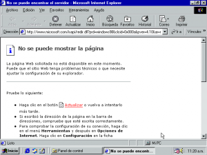 Error de "No se puede mostrar la página" de l'Internet Explorer